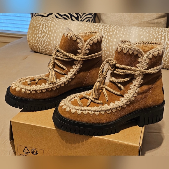 MOU MOU - Eskimo Combat Lace in Cognac Size 41 Retail $425 NWB - Picture 5 of 10